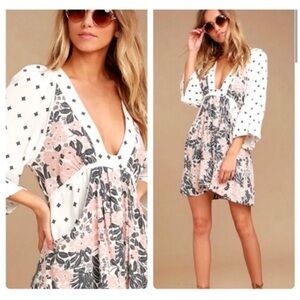 Free People Pink and Black Patterned Mini Dress